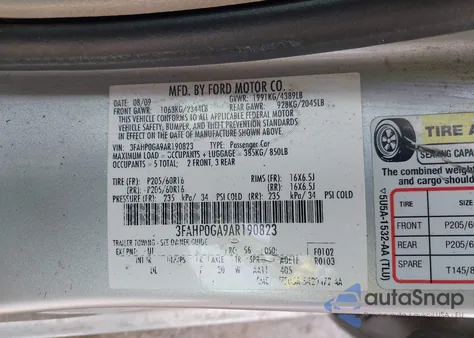 2010 Ford Fusion S z USA, uszkodzony, nr VIN 3FAHP0GA9AR190823